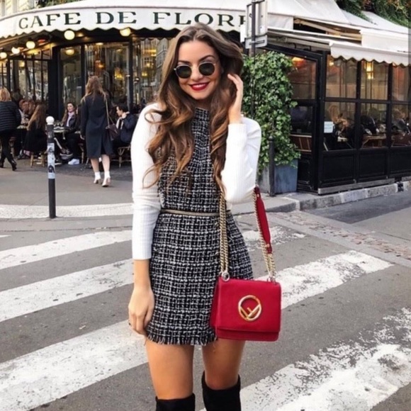 ZARA — Black/White Tweed Romper - Picture 1 of 4